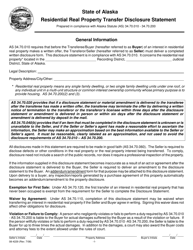Form 08-4229 &quot;Residential Real Property Transfer Disclosure Statement&quot; - Alaska
