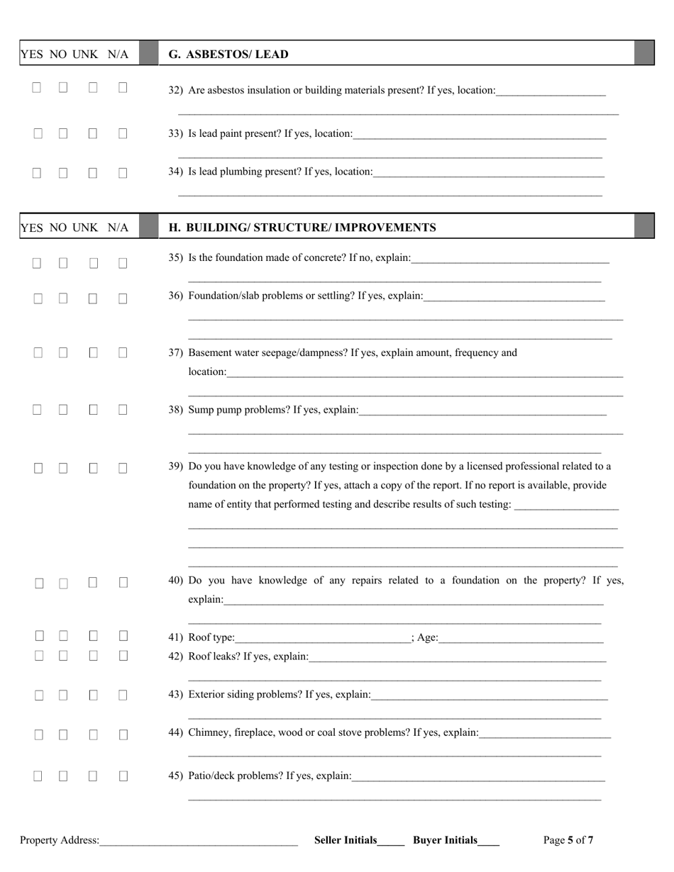 Residential Property Condition Disclosure Report - Connecticut, Page 5