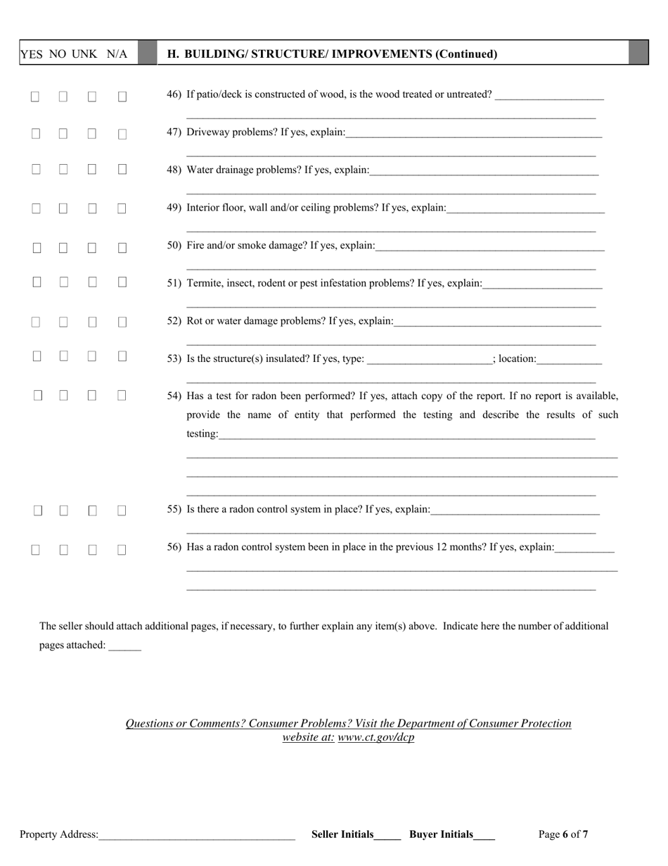 Residential Property Condition Disclosure Report - Connecticut, Page 6