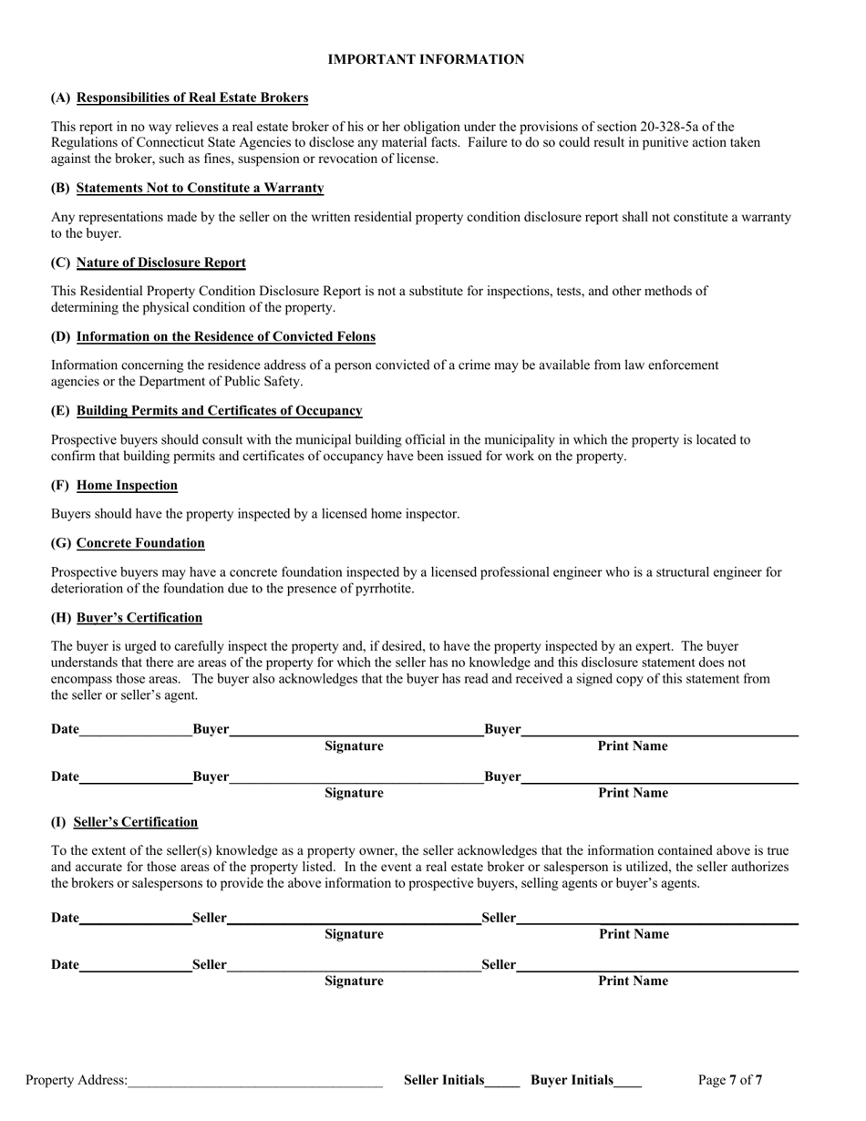 Residential Property Condition Disclosure Report - Connecticut, Page 7