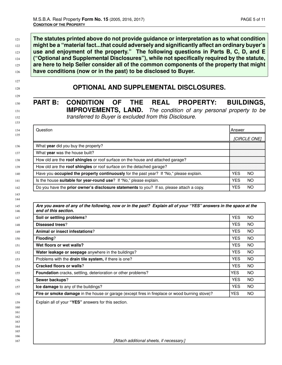 Form 15 Sellers Disclosure Statement - Minnesota, Page 5