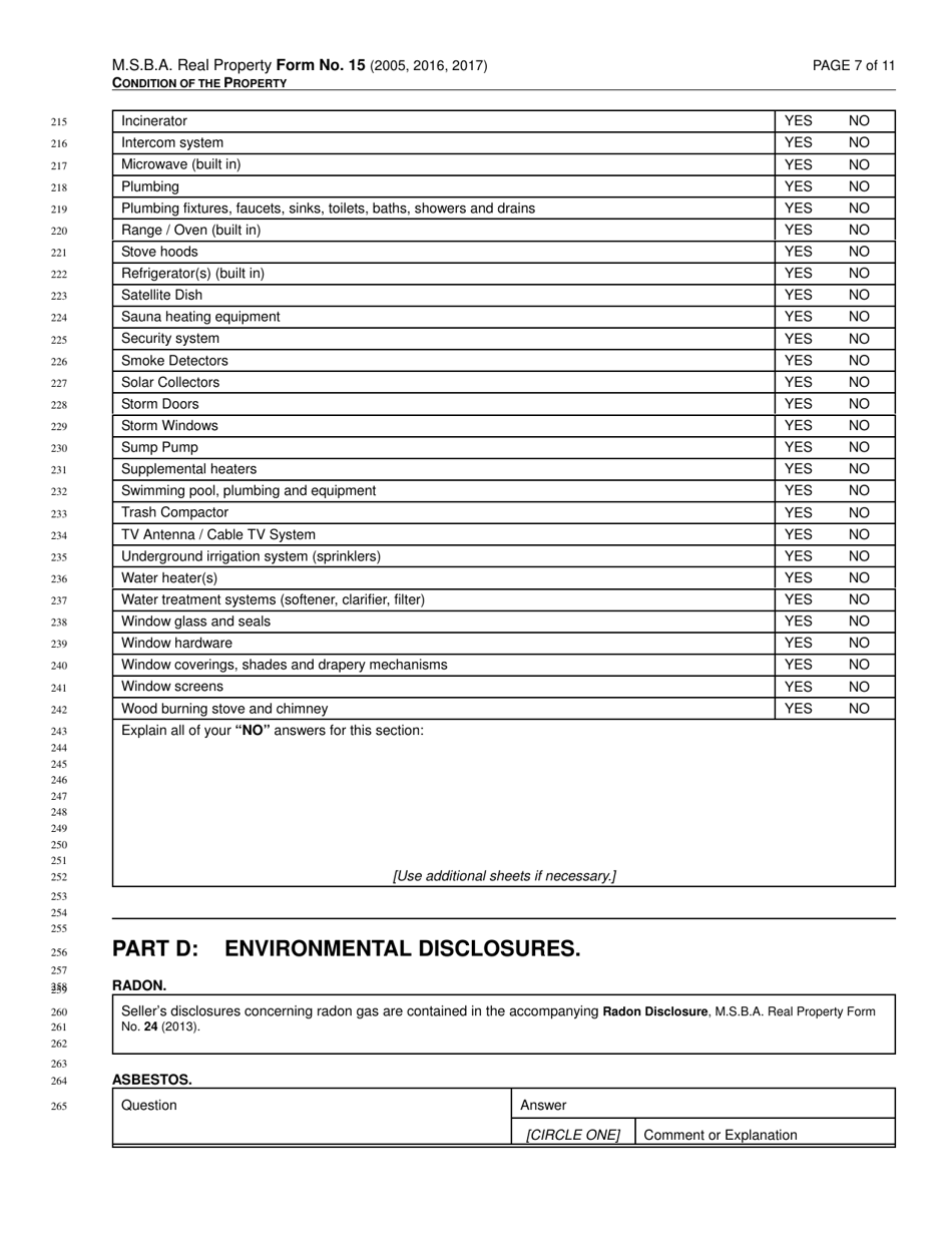 Form 15 Sellers Disclosure Statement - Minnesota, Page 7