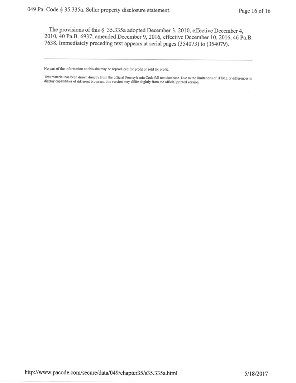 Sellers Property Disclosure Statement - Pennsylvania, Page 16