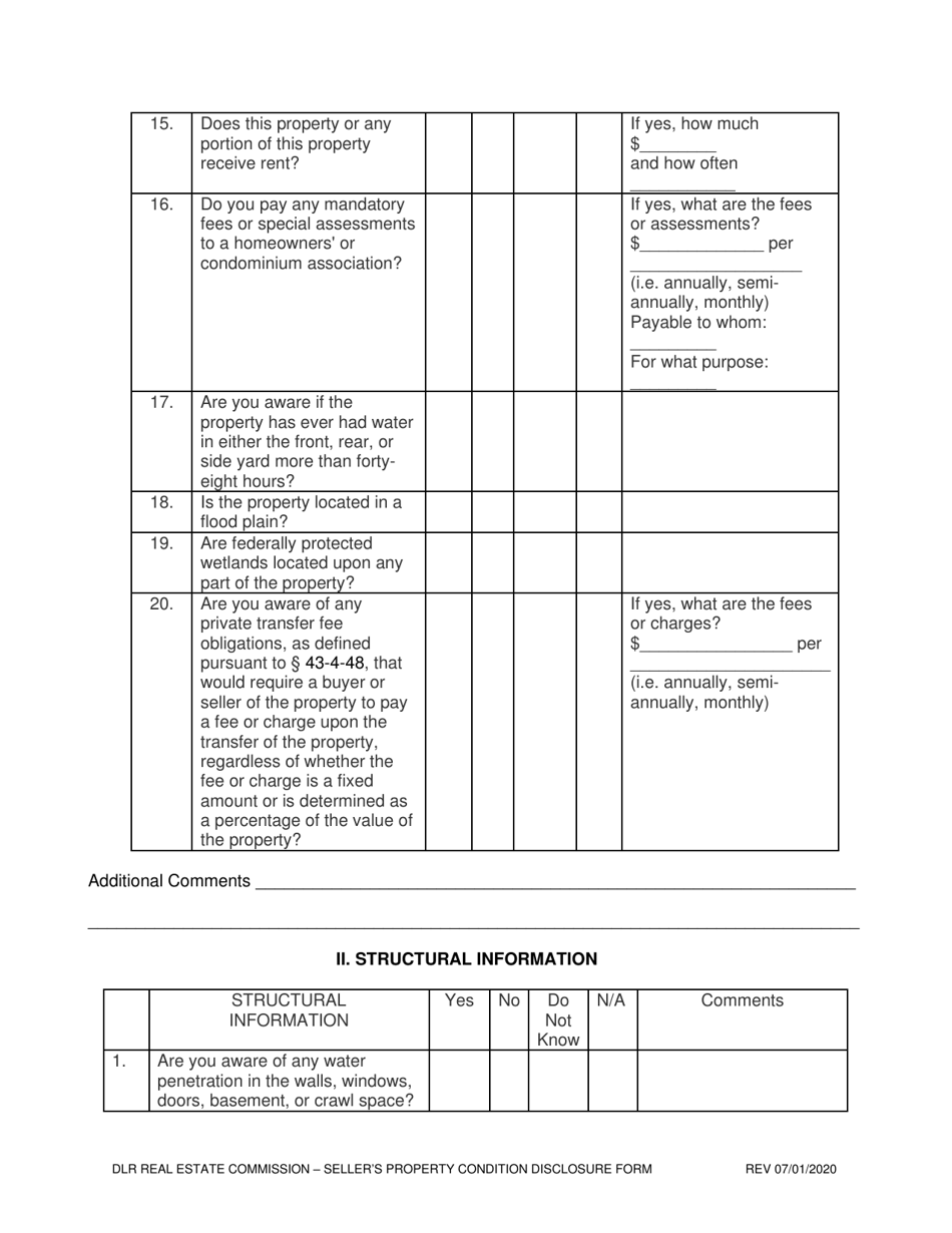 Sellers Property Condition Disclosure Statement - South Dakota, Page 3