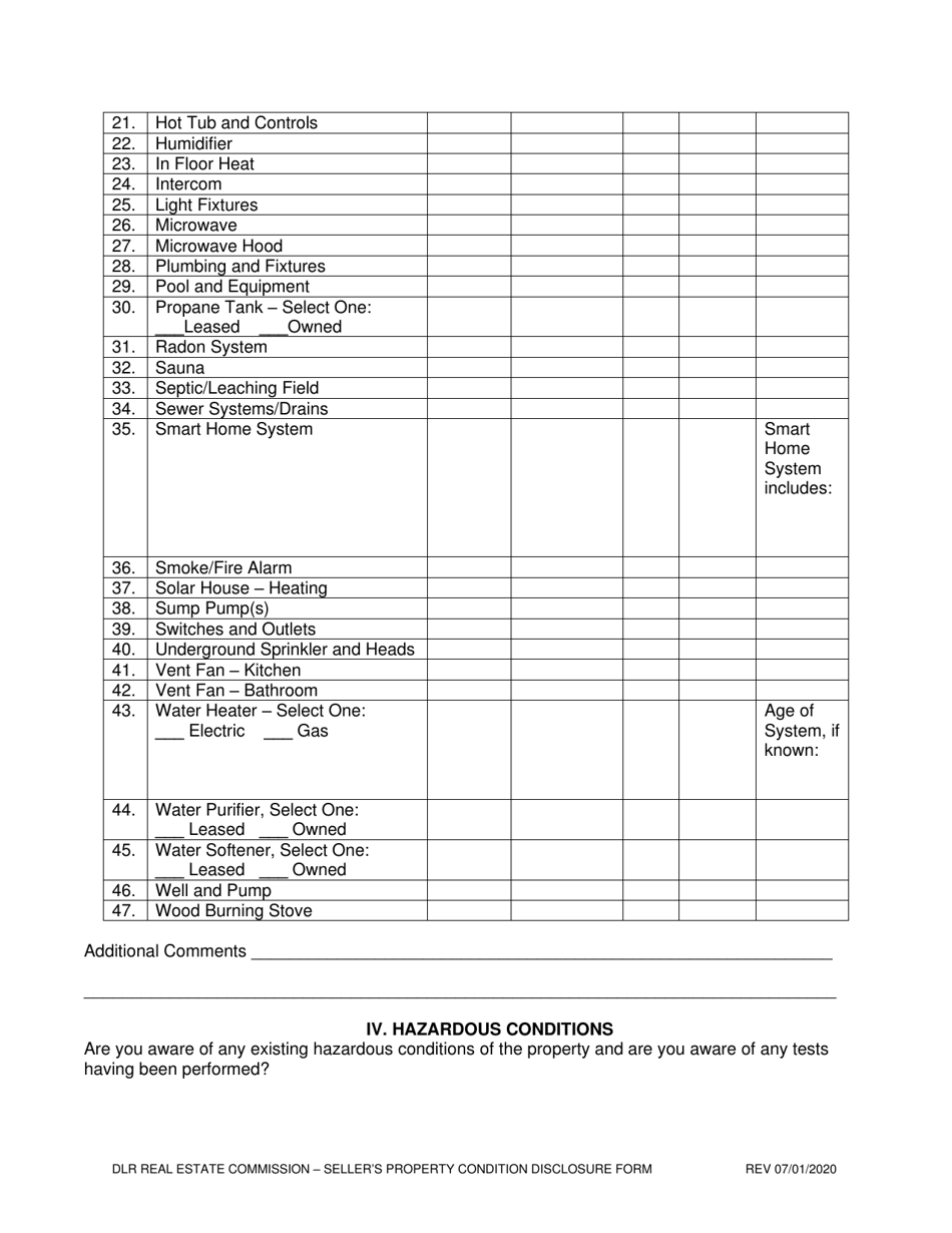 Sellers Property Condition Disclosure Statement - South Dakota, Page 6