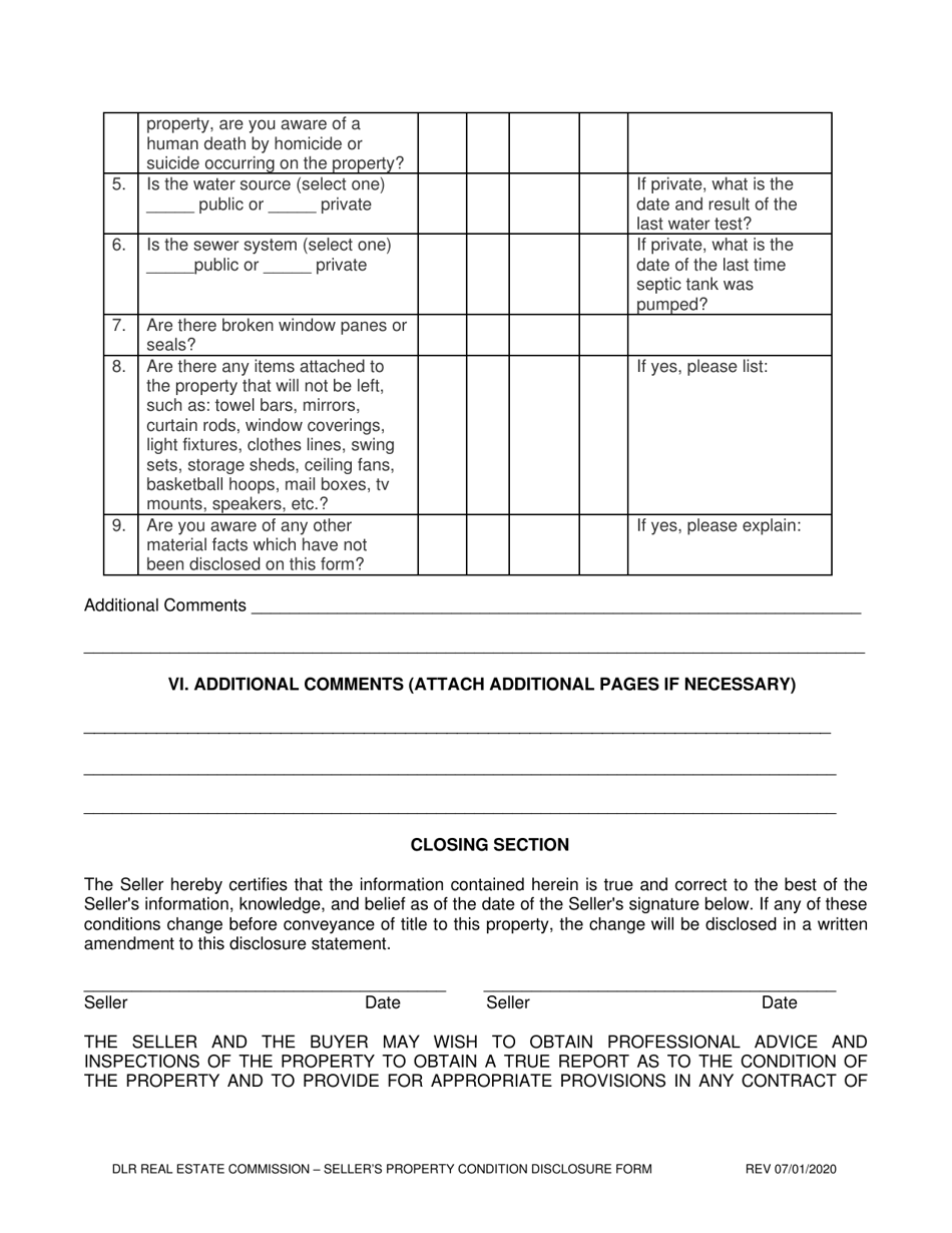 Sellers Property Condition Disclosure Statement - South Dakota, Page 8