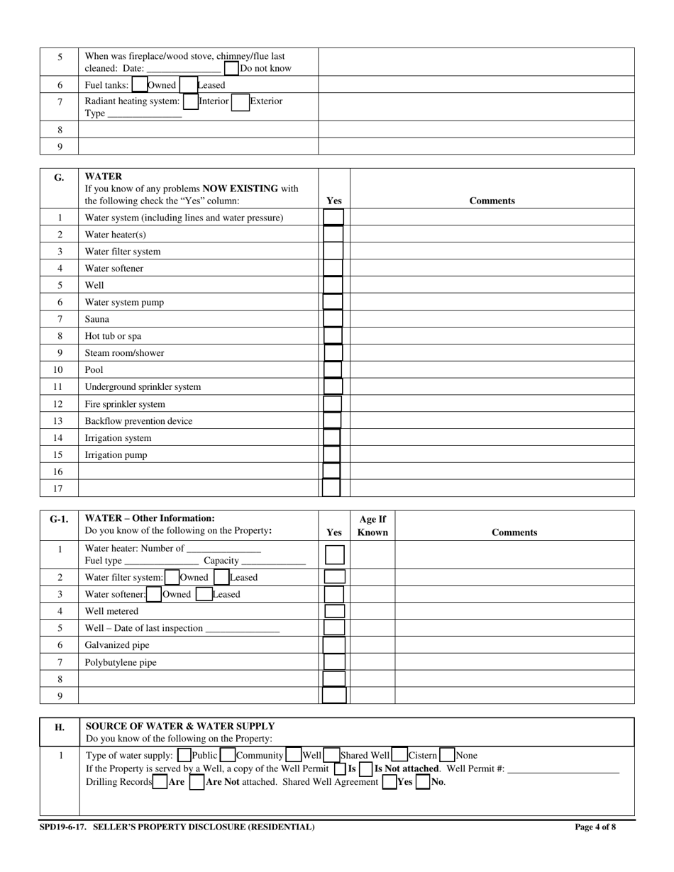 Sellers Property Disclosure (Residential) - Colorado, Page 4