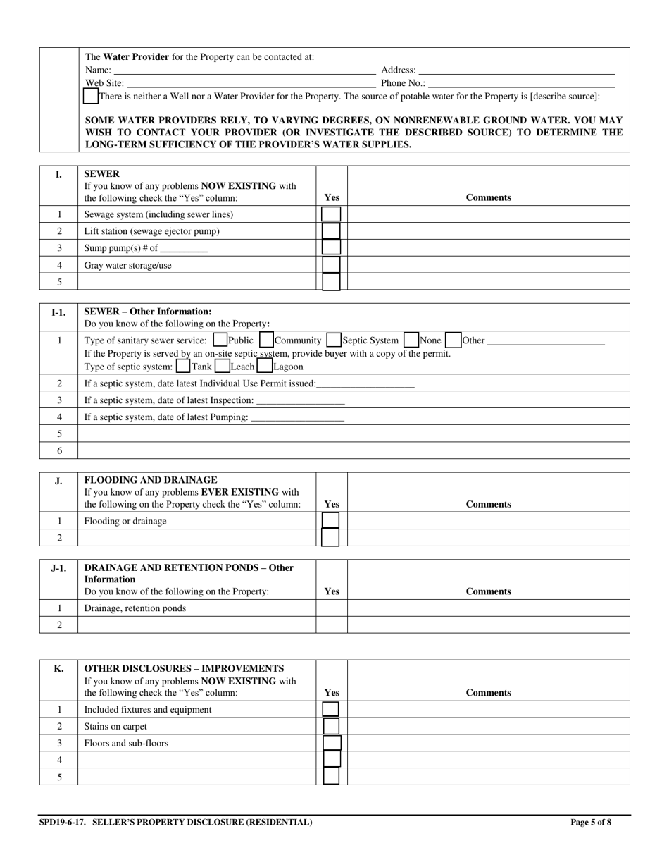 Sellers Property Disclosure (Residential) - Colorado, Page 5