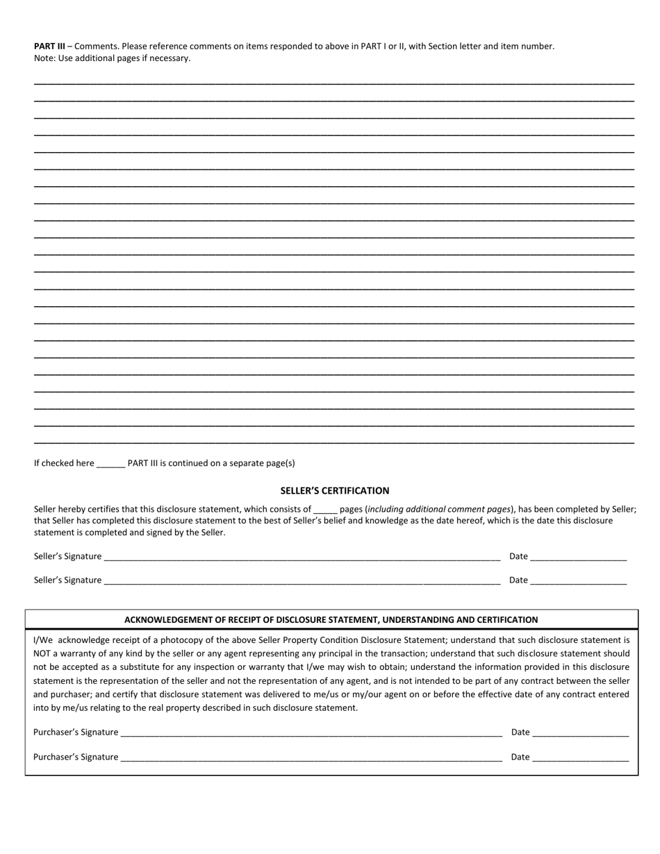 Nebraska Seller Property Condition Disclosure Statement Residential