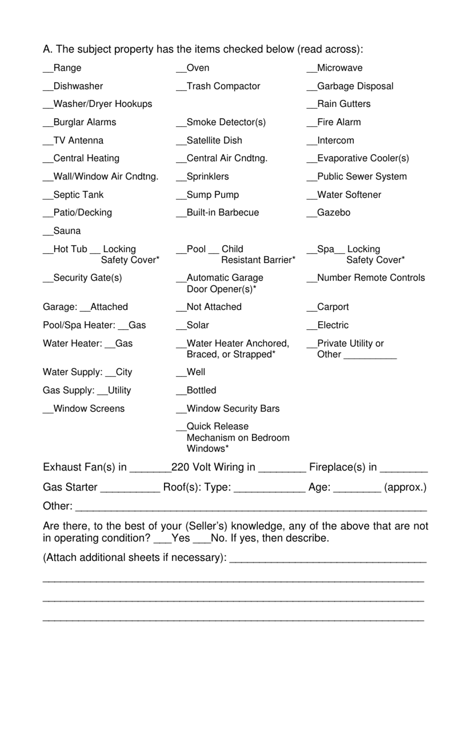 Real Estate Transfer Disclosure Statement - California, Page 2