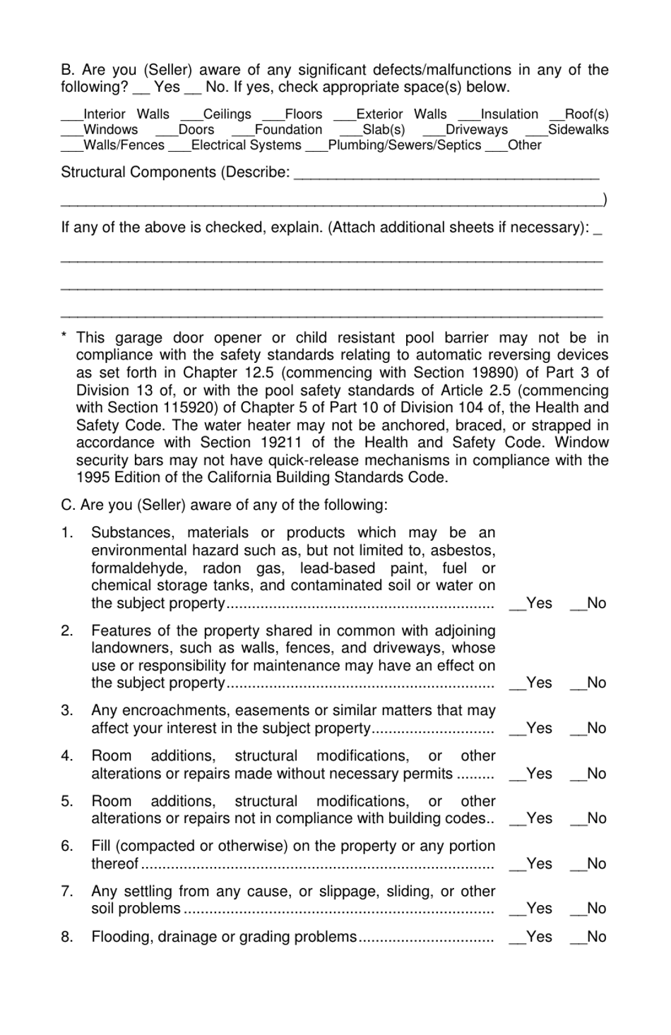 Real Estate Transfer Disclosure Statement - California, Page 3