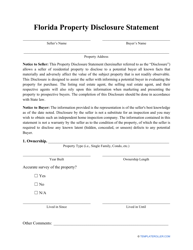 &quot;Property Disclosure Statement Form&quot; - Florida