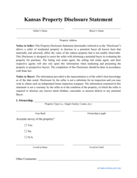 &quot;Property Disclosure Statement Form&quot; - Kansas