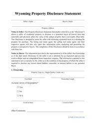 Document preview: Property Disclosure Statement Form - Wyoming