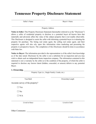 Document preview: Property Disclosure Statement Form - Tennessee