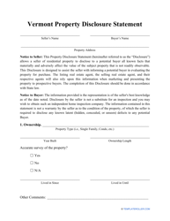 Document preview: Property Disclosure Statement Form - Vermont