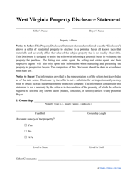 Property Disclosure Statement Form - West Virginia