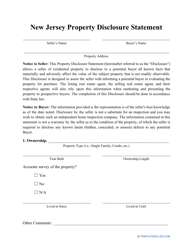 Property Disclosure Statement Form - New Jersey