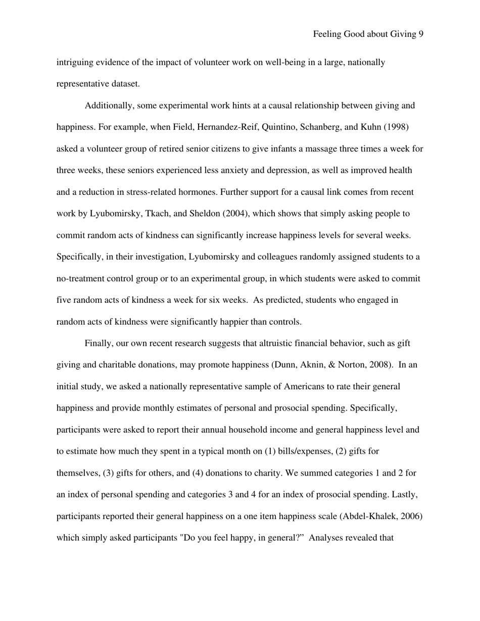 Feeling Good About Giving: the Benefits (And Costs) of Self-interested Charitable Behavior - Harvard Business School, Page 10