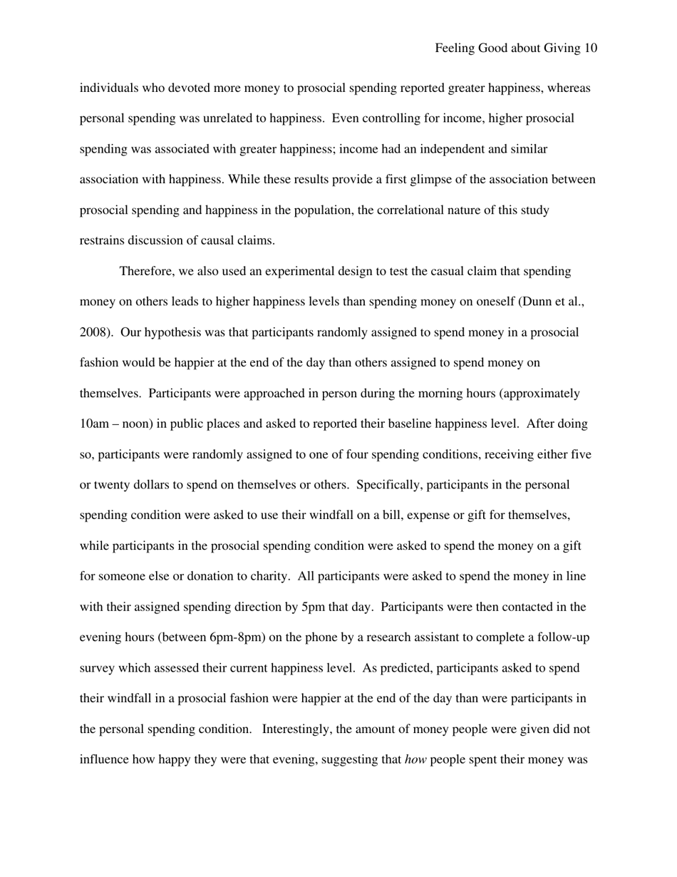 Feeling Good About Giving: the Benefits (And Costs) of Self-interested Charitable Behavior - Harvard Business School, Page 11