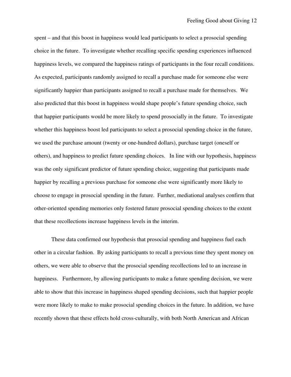 Feeling Good About Giving: the Benefits (And Costs) of Self-interested Charitable Behavior - Harvard Business School, Page 13