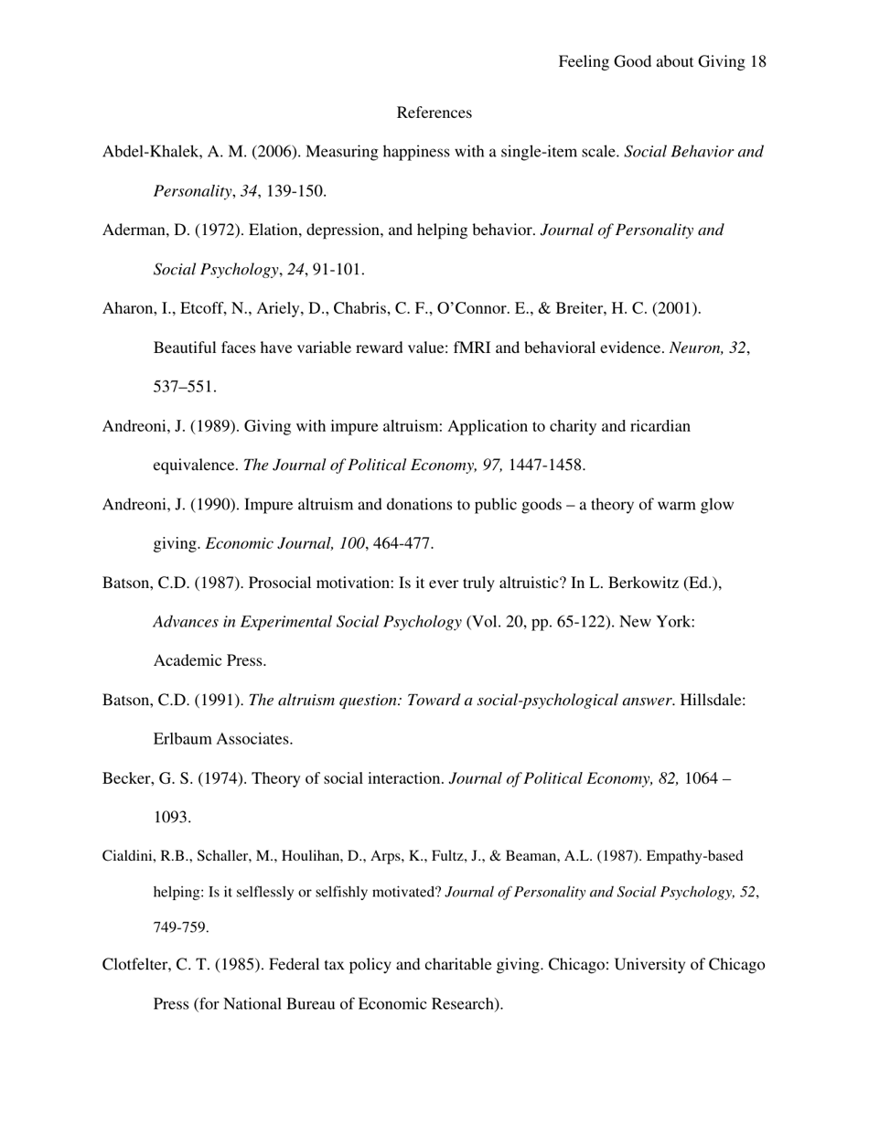Feeling Good About Giving: the Benefits (And Costs) of Self-interested Charitable Behavior - Harvard Business School, Page 19