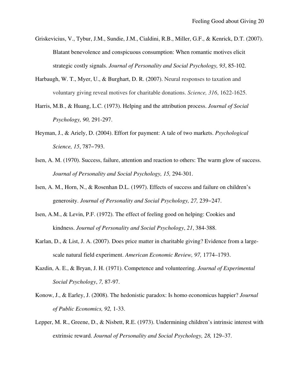 Feeling Good About Giving: the Benefits (And Costs) of Self-interested Charitable Behavior - Harvard Business School, Page 21