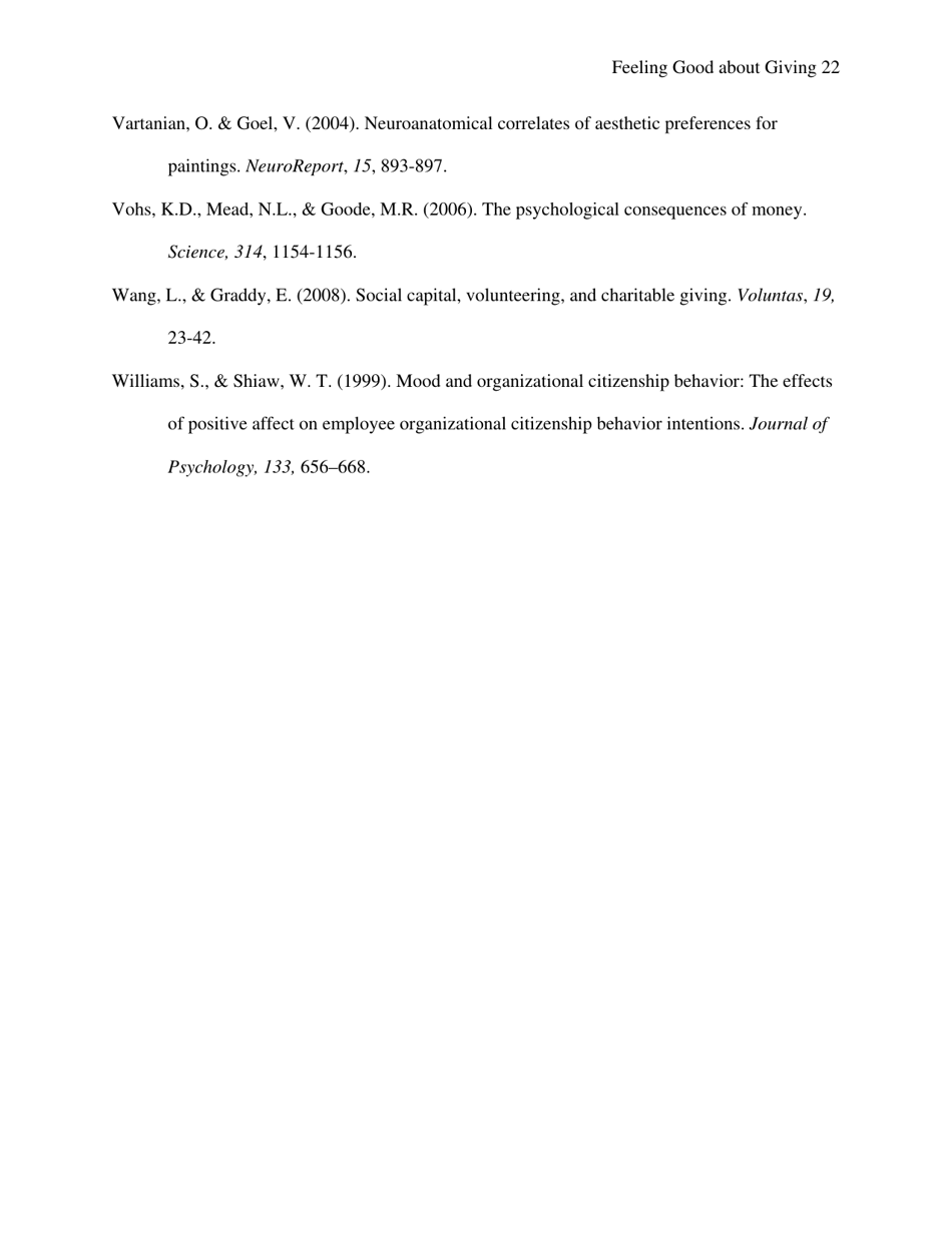 Feeling Good About Giving: the Benefits (And Costs) of Self-interested Charitable Behavior - Harvard Business School, Page 23