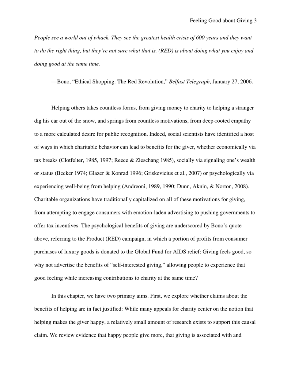 Feeling Good About Giving: the Benefits (And Costs) of Self-interested Charitable Behavior - Harvard Business School, Page 4