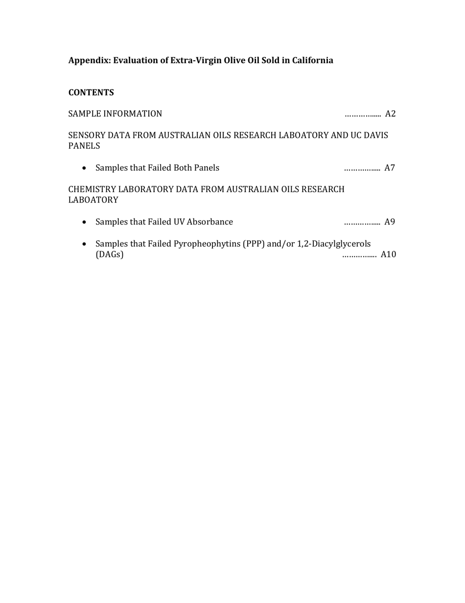 Report: Evaluation of Extra-virgin Olive Oil Sold in California, Page 11