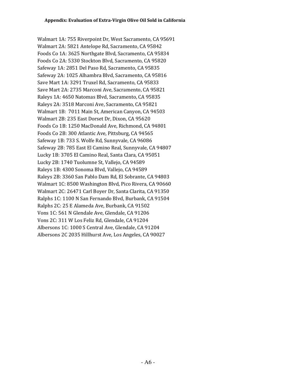 Report: Evaluation of Extra-virgin Olive Oil Sold in California, Page 16