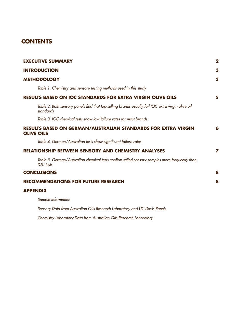 Report: Evaluation of Extra-virgin Olive Oil Sold in California, Page 3