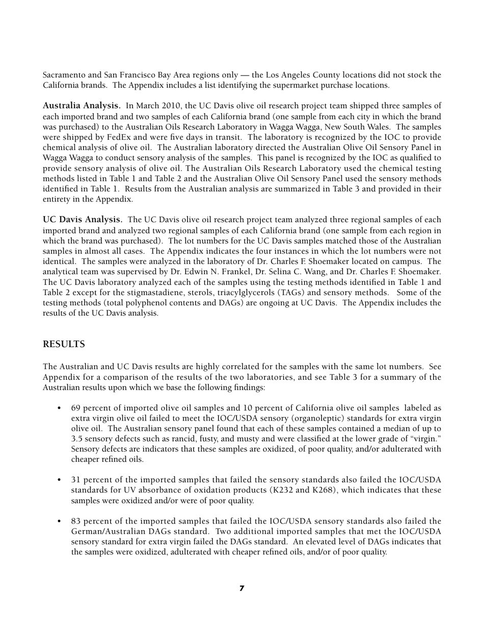 Report: Tests Indicate That Imported extra Virgin Olive Oil Often Fails International and Usda Standards, Page 9