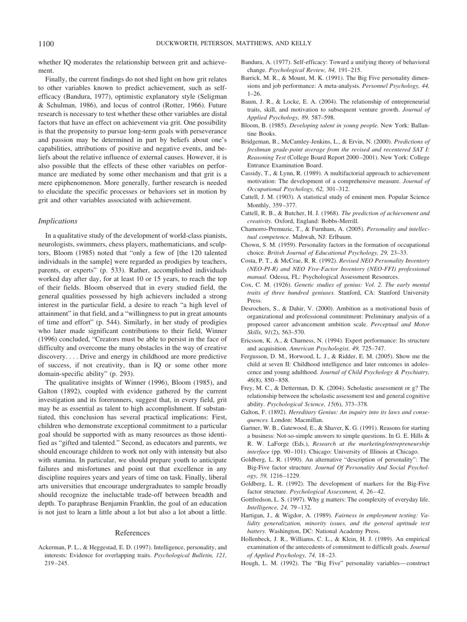 Grit: Perseverance and Passion for Long-Term Goals - Journal of Personality and Social Psychology, Page 14