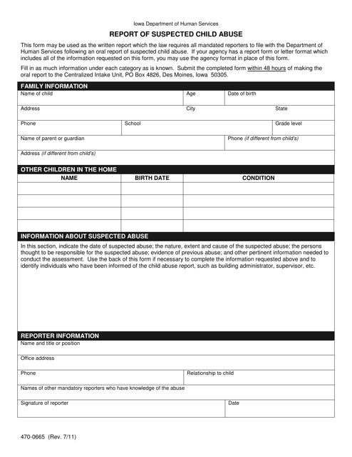 Form 470-0665  Printable Pdf