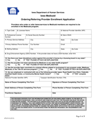 Document preview: Form 470-5111 Ordering/Referring Provider Enrollment Application - Iowa