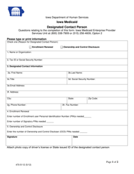 Form 470-5112 Designated Contact Person - Iowa
