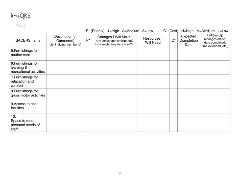 School-Age Care Environment Rating Scale - Sacers - Iowa, Page 2