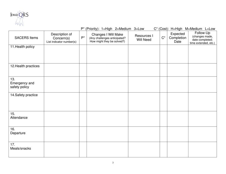 School-Age Care Environment Rating Scale - Sacers - Iowa, Page 3