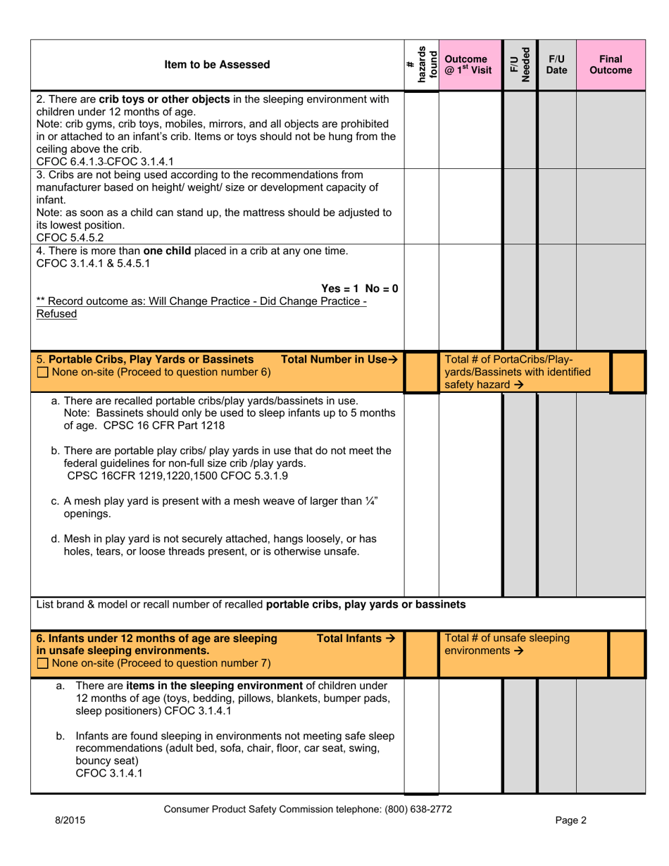 Iowa Child Care Nurse Consultant Injury Prevention Checklist - Iowa, Page 2