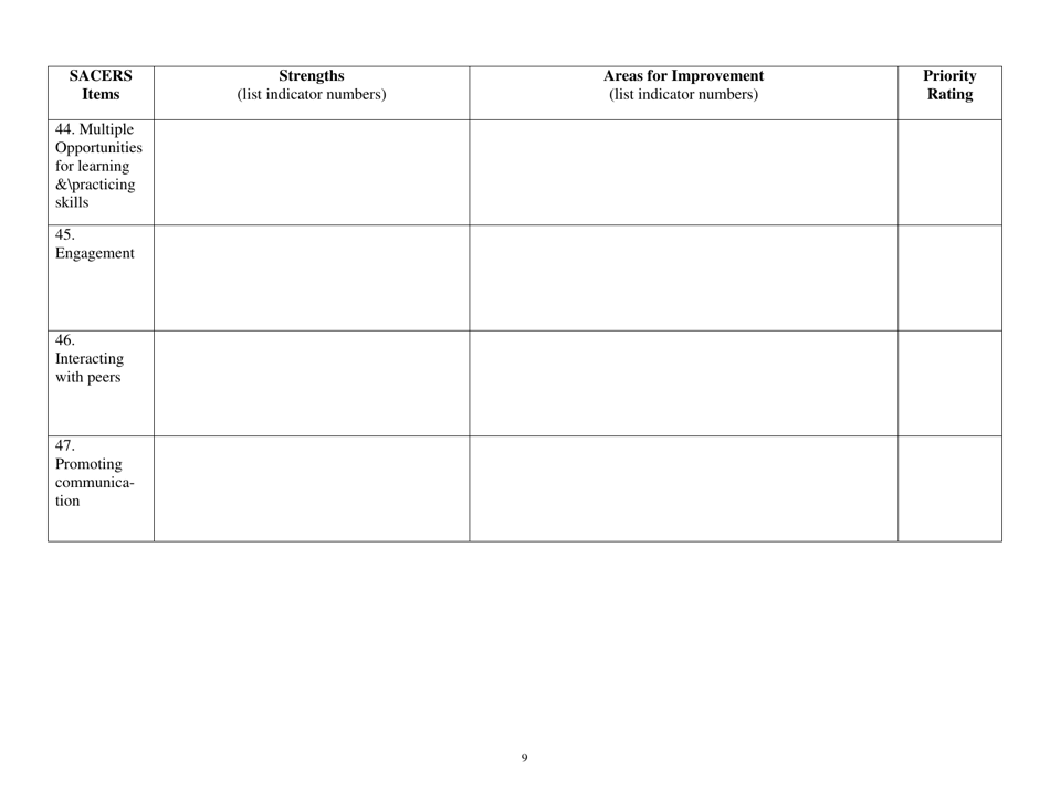 School-Age Care Environment Rating Scale - Sacers - Iowa, Page 9