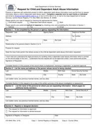 Document preview: Form 470-0643 Request for Child and Dependent Adult Abuse Information - Iowa