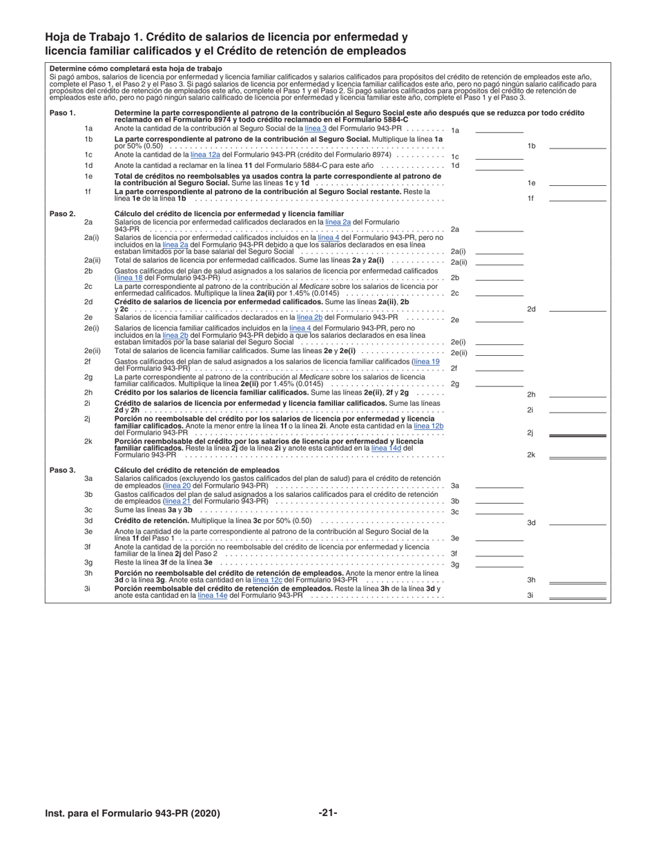 Instrucciones para IRS Formulario 943-PR Planilla Para La Declaracion Anual De La Contribucion Federal Del Patrono De Empleados Agricolas (Puerto Rican Spanish), Page 21