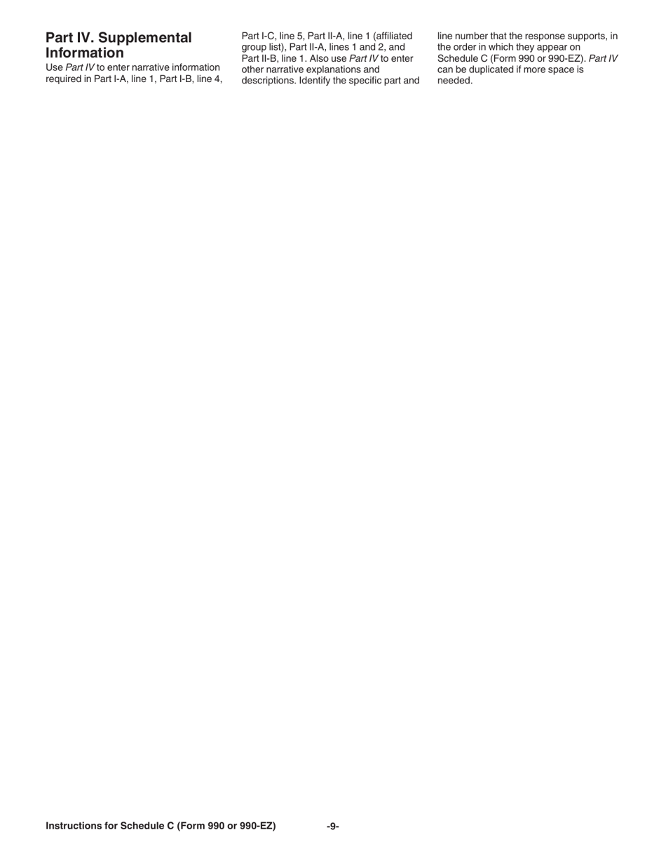 Instructions for IRS Form 990, 990-EZ Schedule C Political Campaign and Lobbying Activities, Page 9