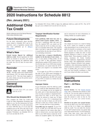 Instructions for IRS Form 1040 Schedule 8812 &quot;Additional Child Tax Credit&quot;, 2020