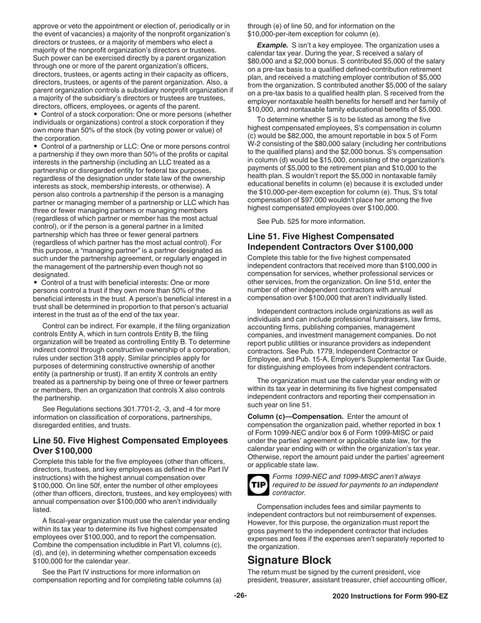 Instructions for IRS Form 990-EZ Short Form Return of Organization Exempt From Income Tax, Page 26