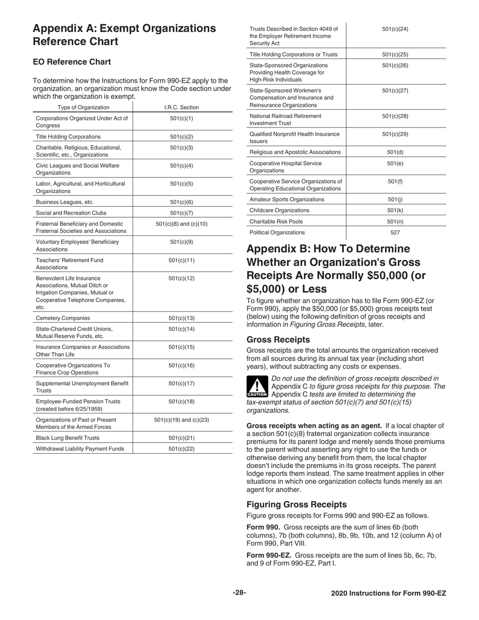 Instructions for IRS Form 990-EZ Short Form Return of Organization Exempt From Income Tax, Page 28