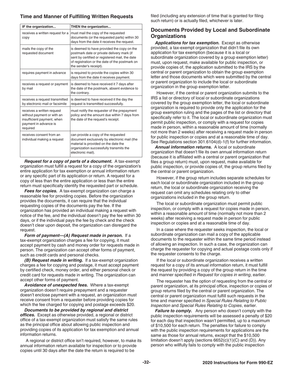 Instructions for IRS Form 990-EZ Short Form Return of Organization Exempt From Income Tax, Page 32