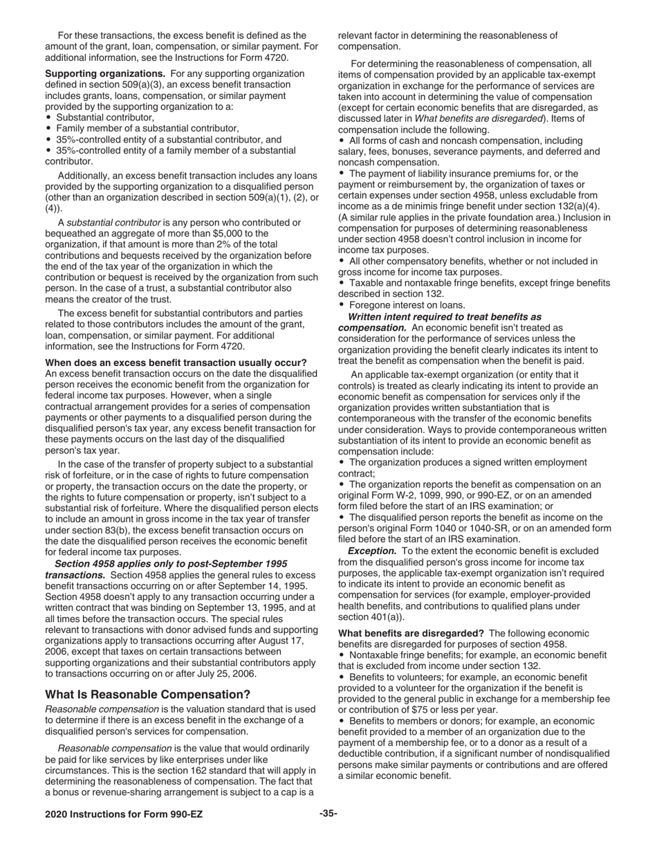 Instructions for IRS Form 990-EZ Short Form Return of Organization Exempt From Income Tax, Page 35
