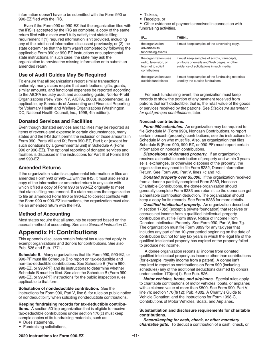 Instructions for IRS Form 990-EZ Short Form Return of Organization Exempt From Income Tax, Page 41